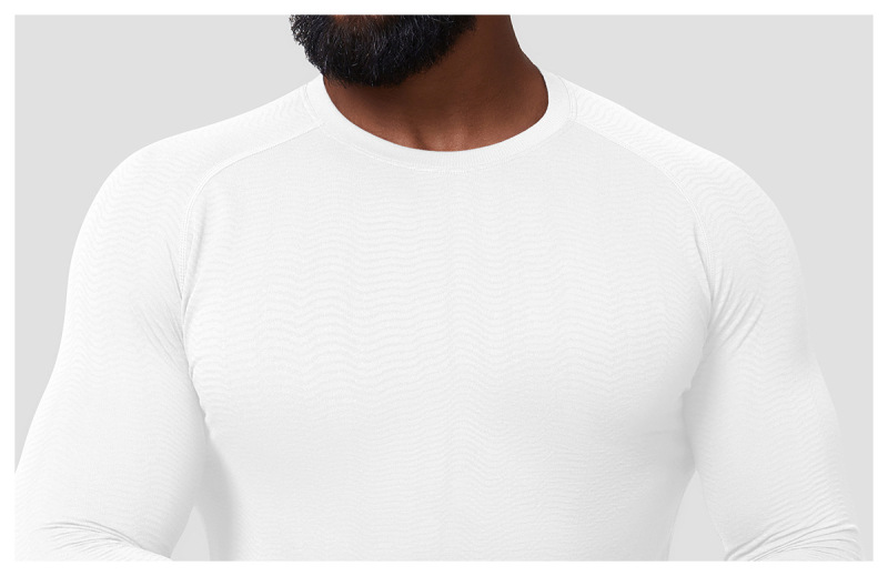 American-style seamless jacquard fitness sports casual core-wicking long-sleeved T-shirt men's slim fit quick-drying training top 1075