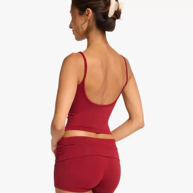 Cross-border Amazon European and American Yoga Vest with Chest Pad Quick-drying Sling Stacked Seamless High Elastic Sports Fitness Shorts