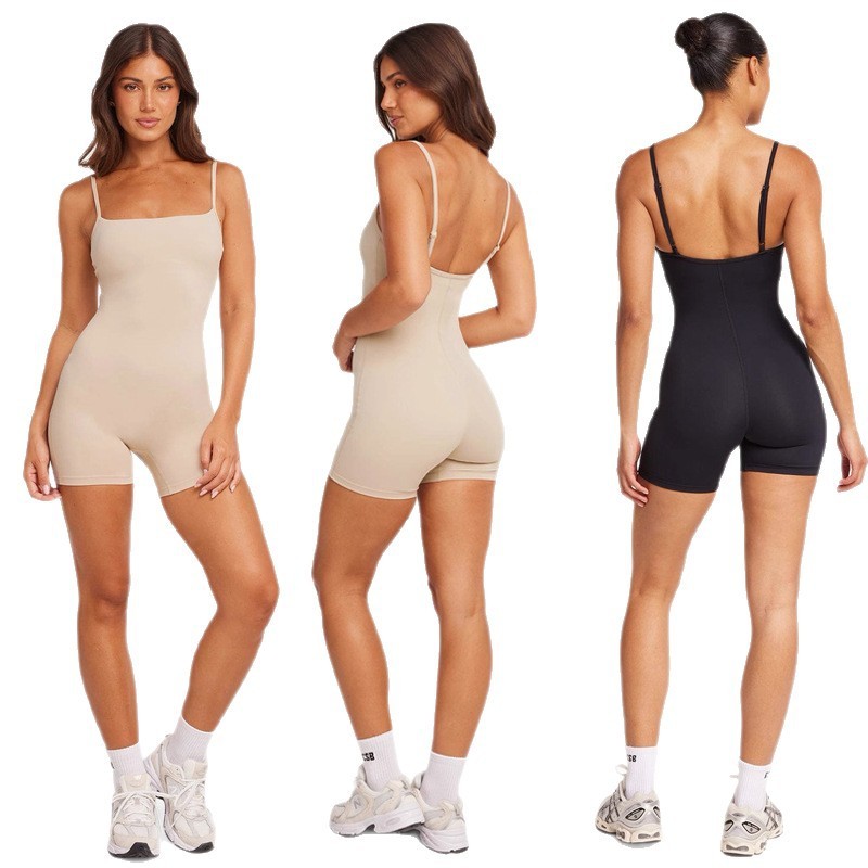 Foreign trade cross-border yoga jumpsuit women with chest pads high elastic quick-drying sports fitness training jumpsuit shorts