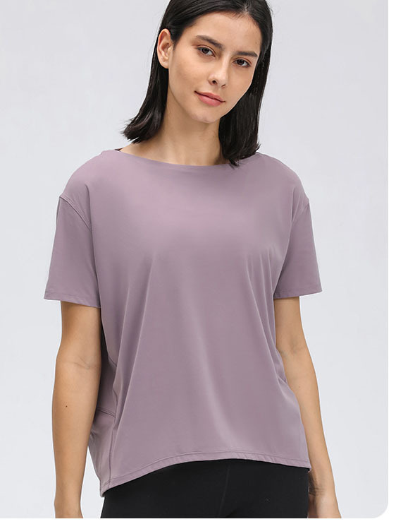 DQ-DS079-DX  Women's Nude Yoga Short-sleeved Top