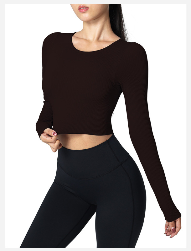 RX- T2165 yoga clothing sports top with chest pad long sleeves