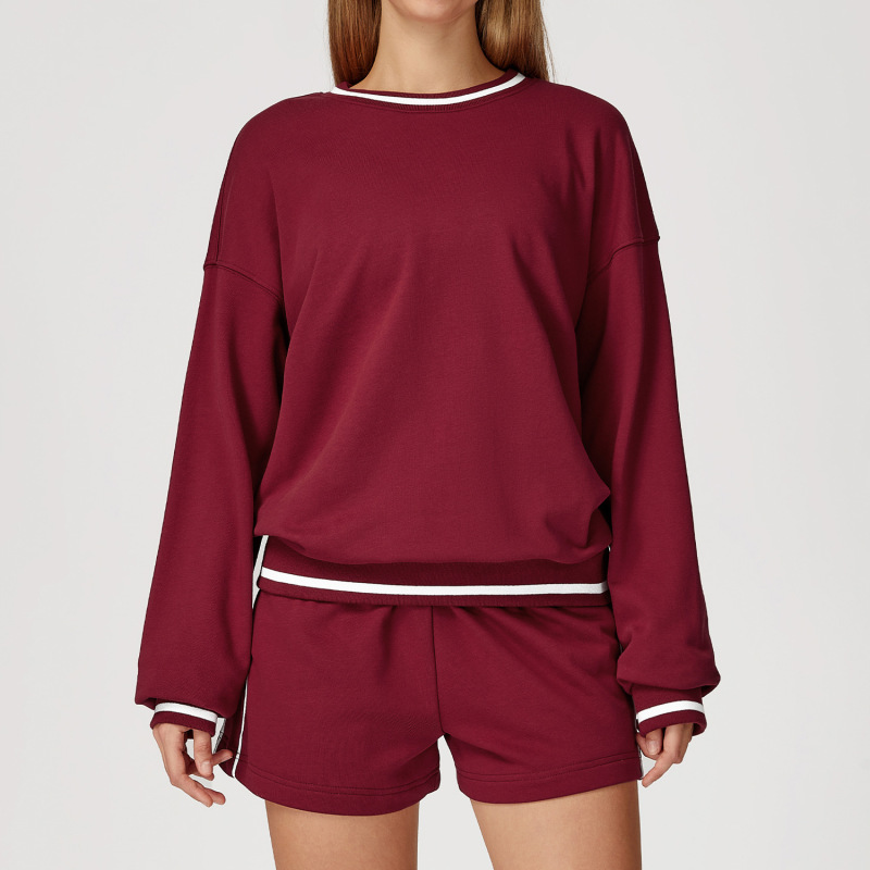 Zechuang Autumn and Winter Casual Contrasting Color Sweatshirt Suit Comfortable and Versatile Suit Women's Outdoor Fashion Sports Suit 7028