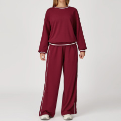 7028 sweatshirt + 7028 long sweatpants—cherry red