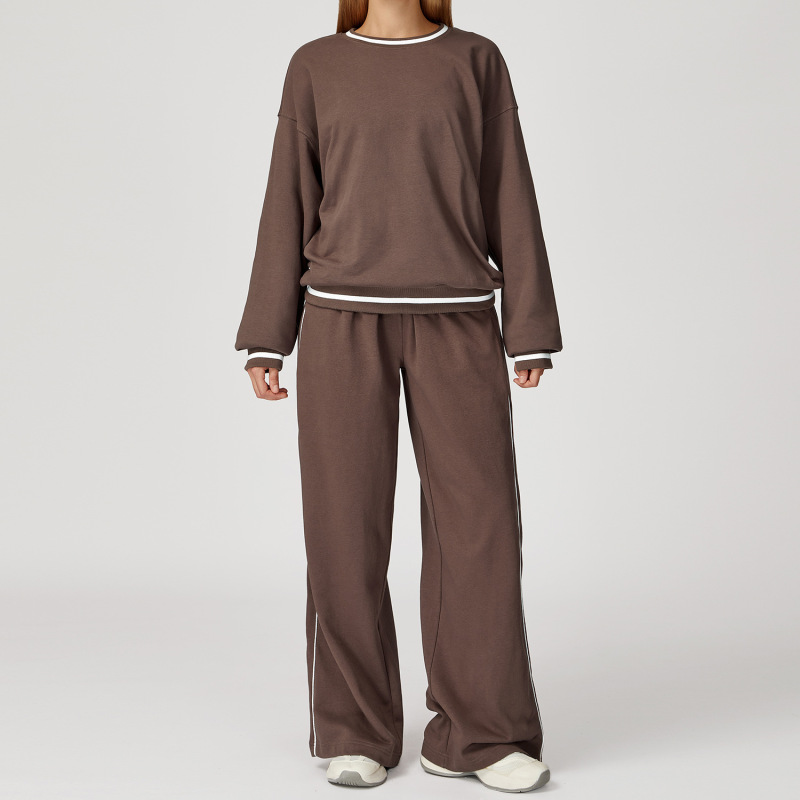 Zechuang Autumn and Winter Casual Contrasting Color Sweatshirt Suit Comfortable and Versatile Suit Women's Outdoor Fashion Sports Suit 7028