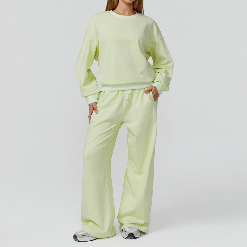Zechuang Autumn and Winter Casual Contrasting Color Sweatshirt Suit Comfortable and Versatile Suit Women's Outdoor Fashion Sports Suit 7028