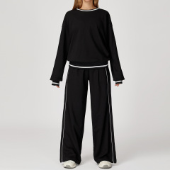 7028 sweatshirt + 7028 long sweatpants—high-end black