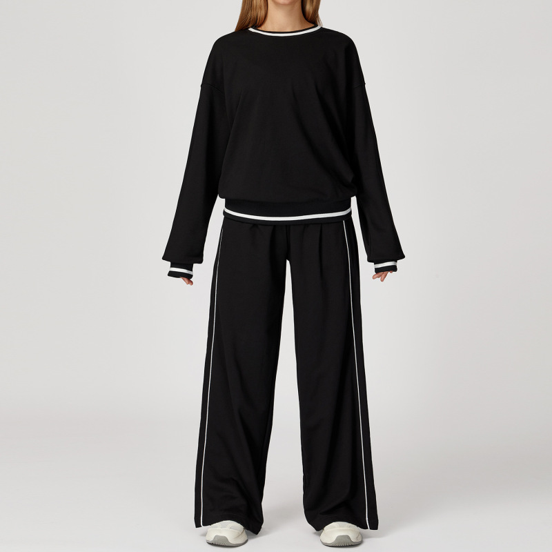 Zechuang Autumn and Winter Casual Contrasting Color Sweatshirt Suit Comfortable and Versatile Suit Women's Outdoor Fashion Sports Suit 7028