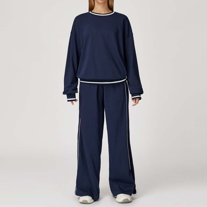 Zechuang Autumn and Winter Casual Contrasting Color Sweatshirt Suit Comfortable and Versatile Suit Women's Outdoor Fashion Sports Suit 7028