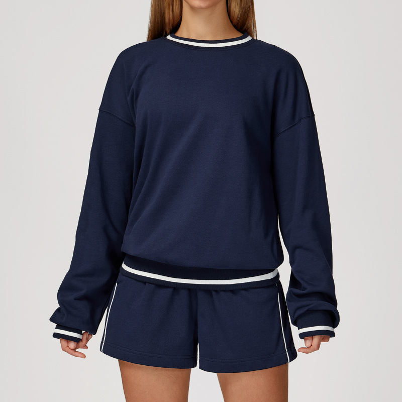 Zechuang Autumn and Winter Casual Contrasting Color Sweatshirt Suit Comfortable and Versatile Suit Women's Outdoor Fashion Sports Suit 7028
