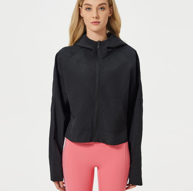 DQ-D25007-CX-Breathable Quick-drying Sportsloose Versatile Hooded Jacket