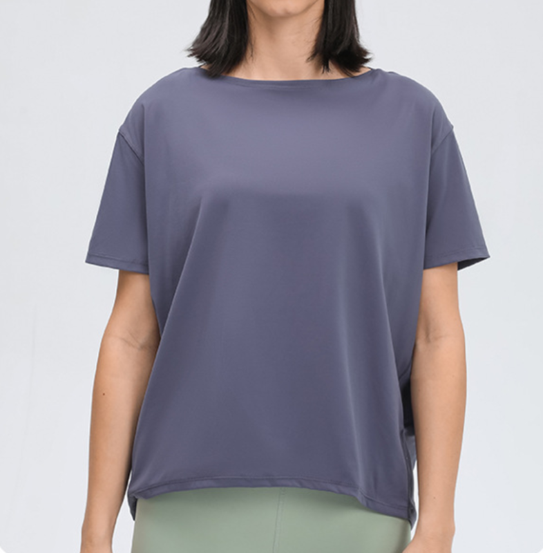 DQ-DS079-DX  Women's Nude Yoga Short-sleeved Top