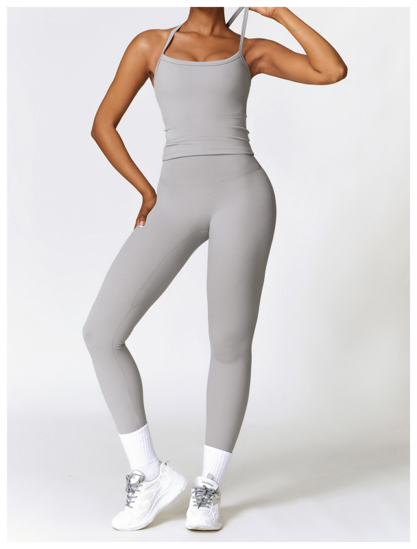 Cross-border sanding beauty back yoga clothing suit high waist tight yoga long sleeve fitness clothing sports suit women 8886