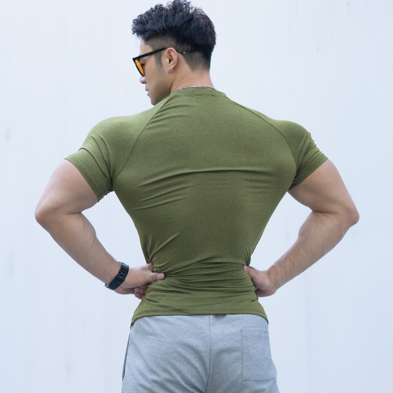 Factory Direct Sales Sports Casual Short-Sleeved T-Shirt for Men in Summer Solid Color Quick-Drying Round Neck T-Shirt