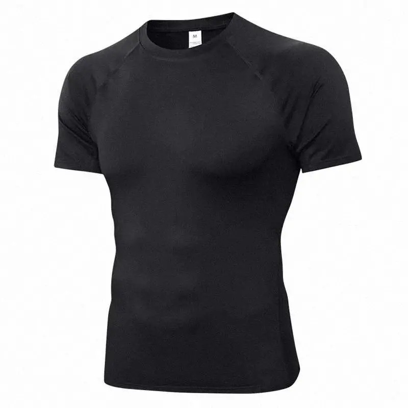 Factory Direct Sales Sports Casual Short-Sleeved T-Shirt for Men in Summer Solid Color Quick-Drying Round Neck T-Shirt