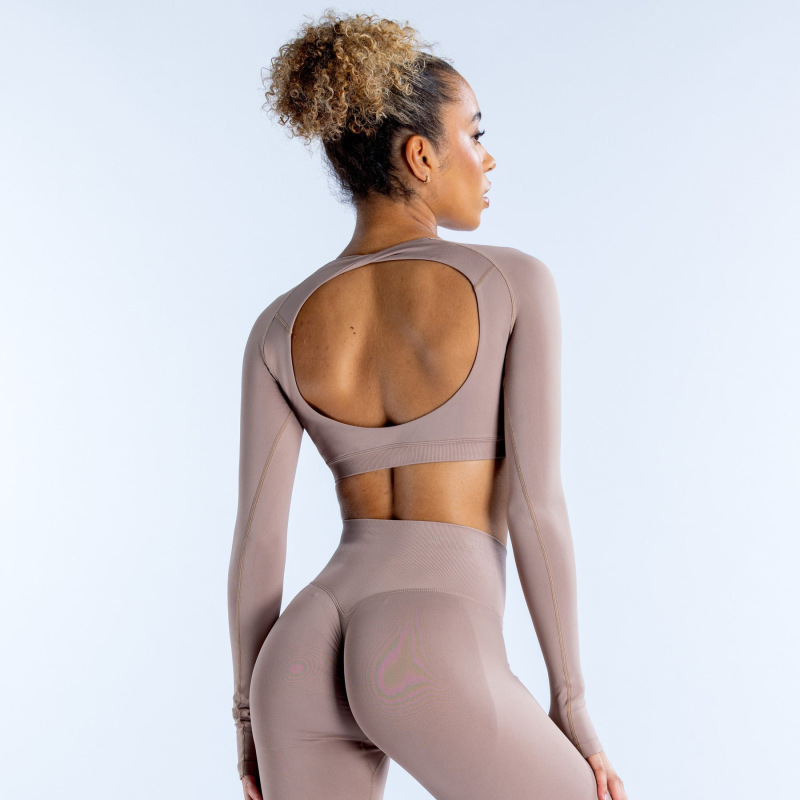 XN-F144-SY  Short Top Navel Hollow Back Yoga Long Sleeve