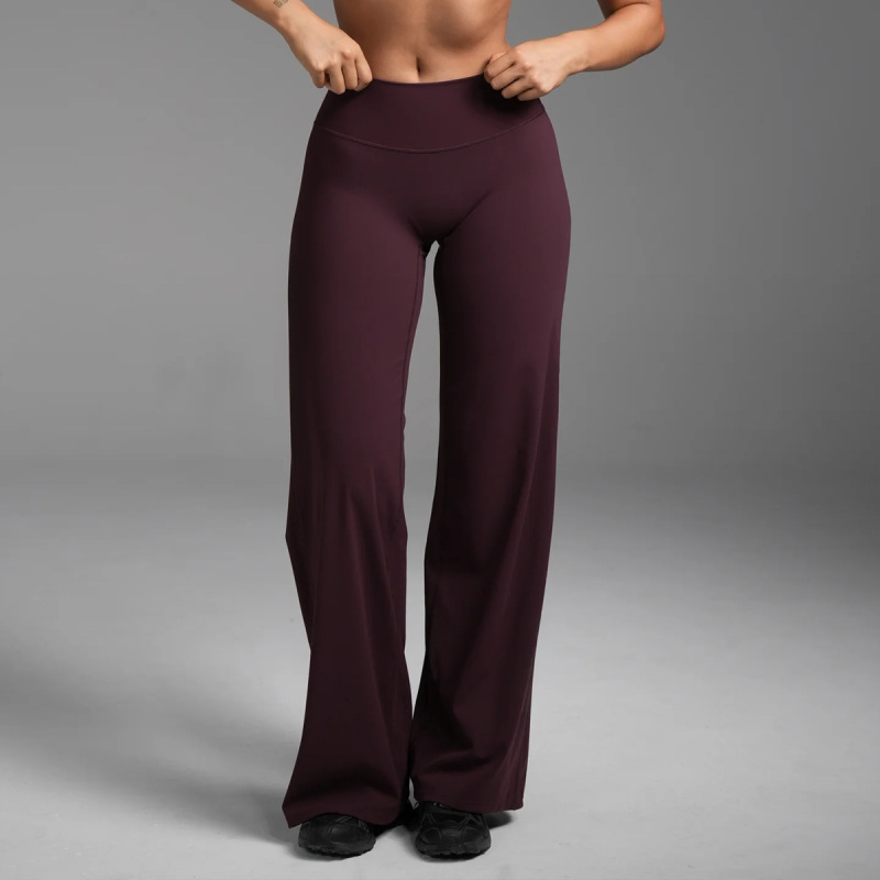 Cross-Border European and American Pilates Yoga Pants Nude Fitness Pants High-End Sports Straight Pants Outer Wear Running Pants for Women