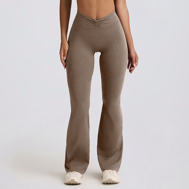 Women's backless halter neck sports bra/fitness flared pants yoga outfit set