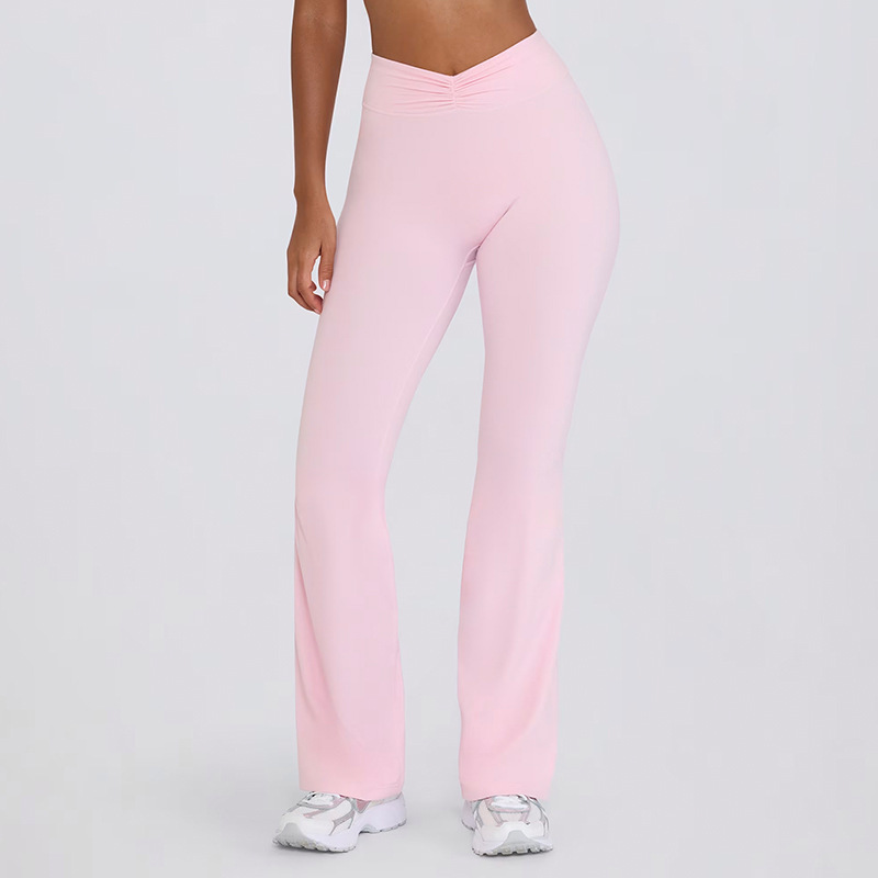 Women's backless halter neck sports bra/fitness flared pants yoga outfit set