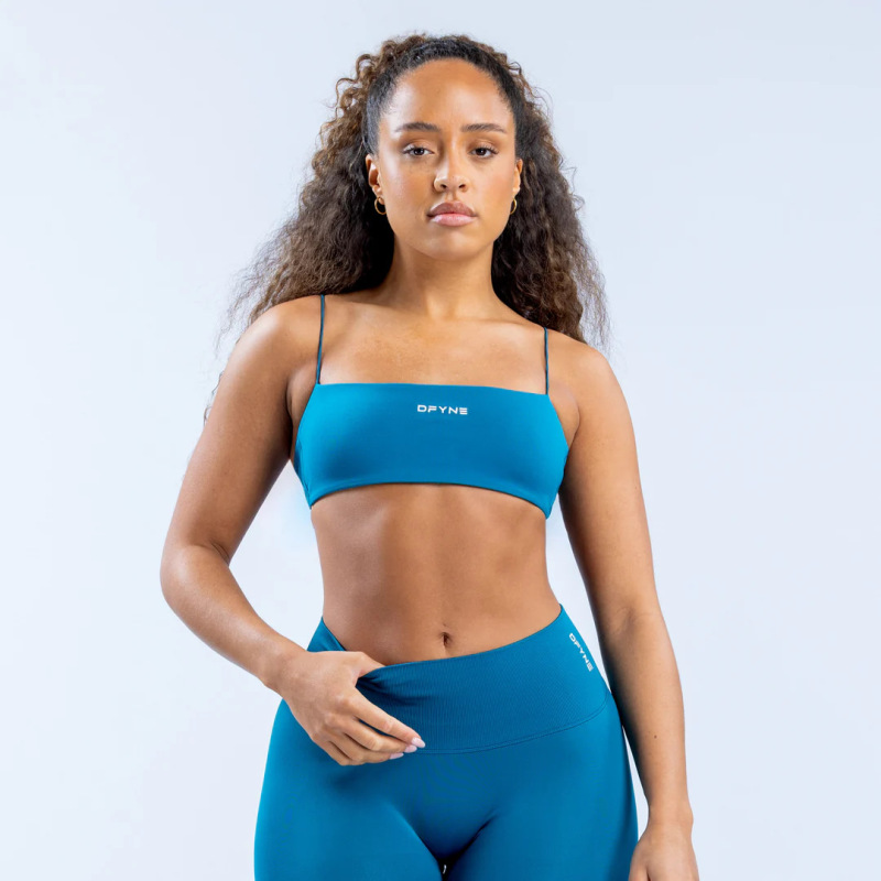 Df Defy Series Nude Sports Fitness Shock-Proof Spaghetti Strap Yoga Bra with Chest Pad