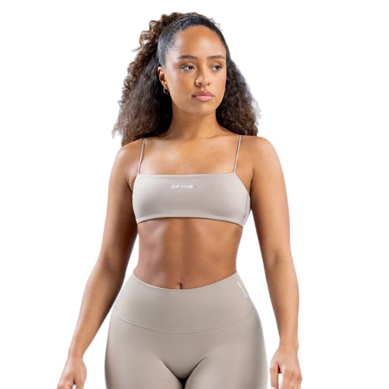 Df Defy Series Nude Sports Fitness Shock-Proof Spaghetti Strap Yoga Bra with Chest Pad