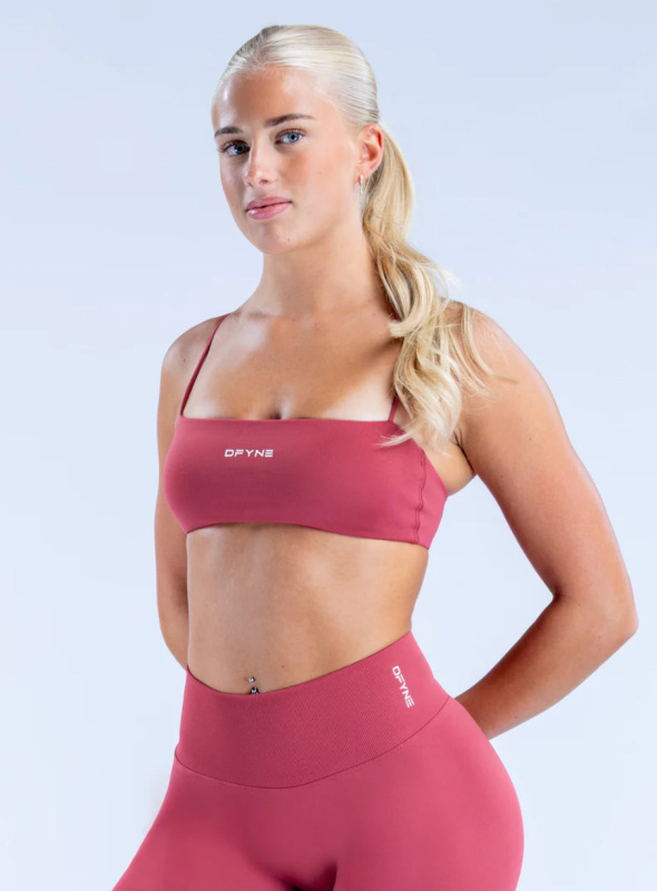 Df Defy Series Nude Sports Fitness Shock-Proof Spaghetti Strap Yoga Bra with Chest Pad