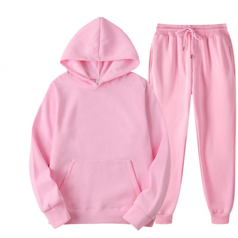 2023 Cross-border Men's Spring and Autumn Solid Color Hoodie Suit Set - Trendy Casual Sports Two-Piece Set