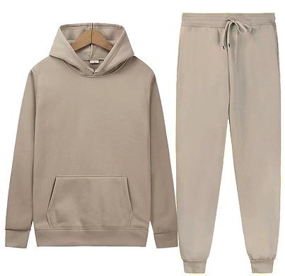 2023 Cross-border Men's Spring and Autumn Solid Color Hoodie Suit Set - Trendy Casual Sports Two-Piece Set