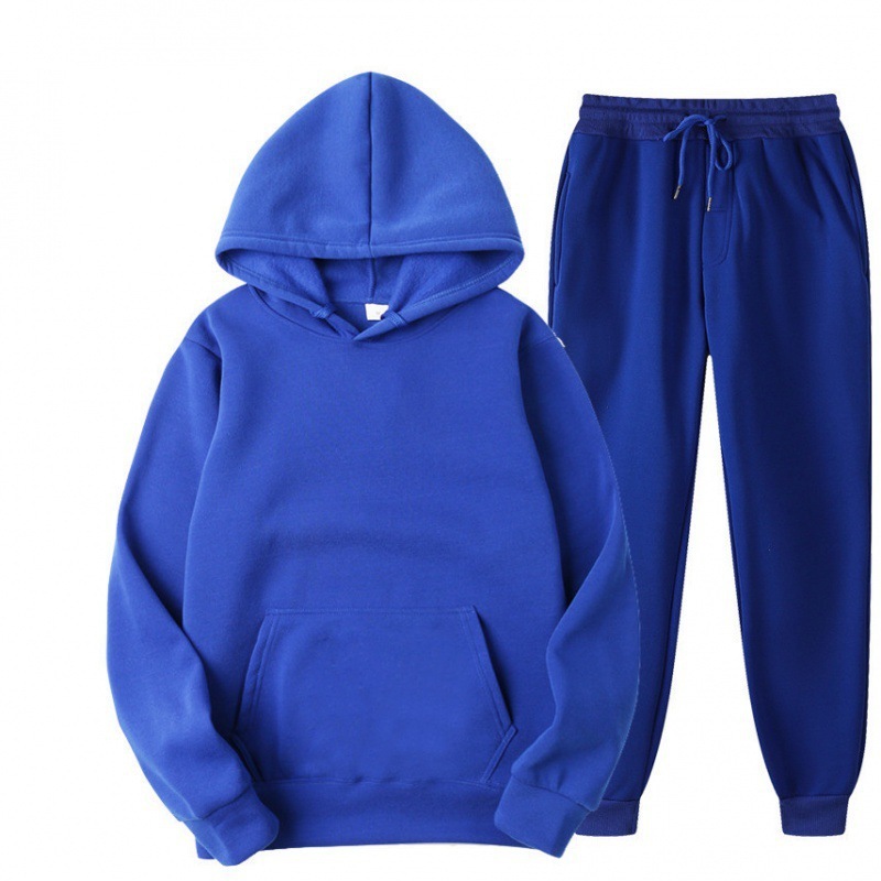 2023 Cross-border Men's Spring and Autumn Solid Color Hoodie Suit Set - Trendy Casual Sports Two-Piece Set