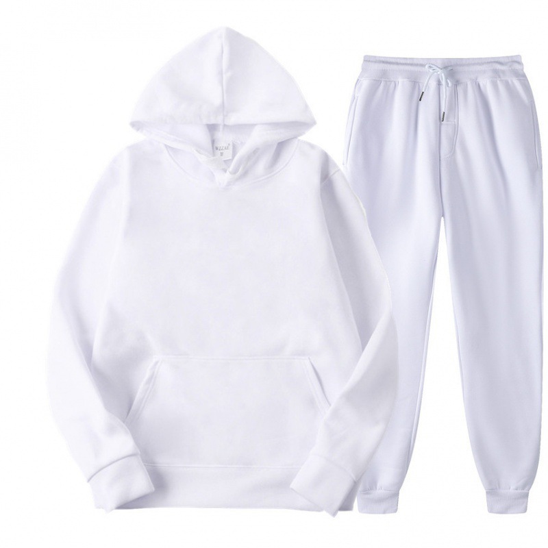 2023 Cross-border Men's Spring and Autumn Solid Color Hoodie Suit Set - Trendy Casual Sports Two-Piece Set