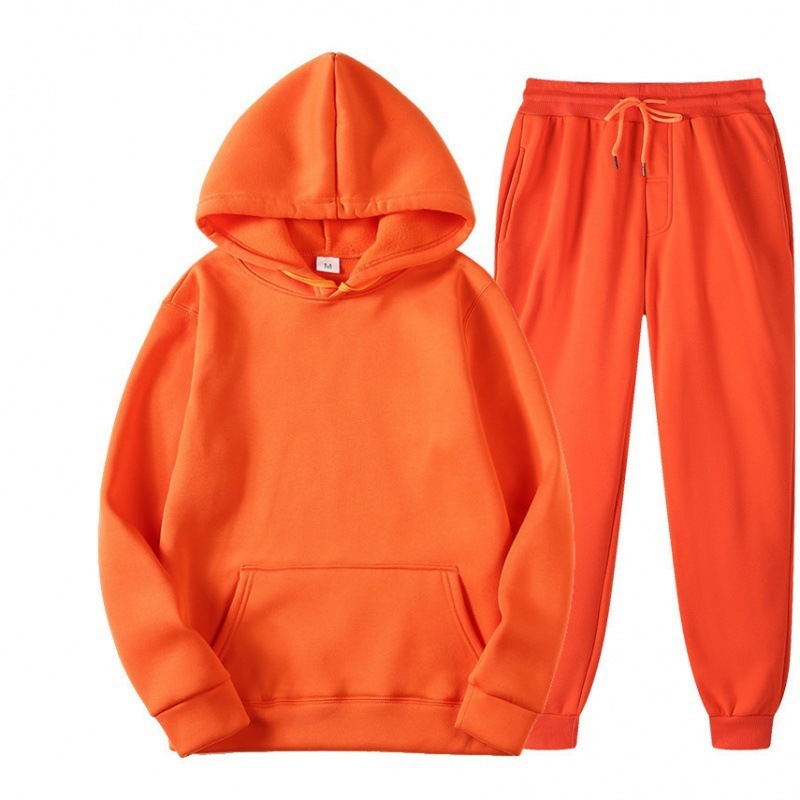 2023 Cross-border Men's Spring and Autumn Solid Color Hoodie Suit Set - Trendy Casual Sports Two-Piece Set