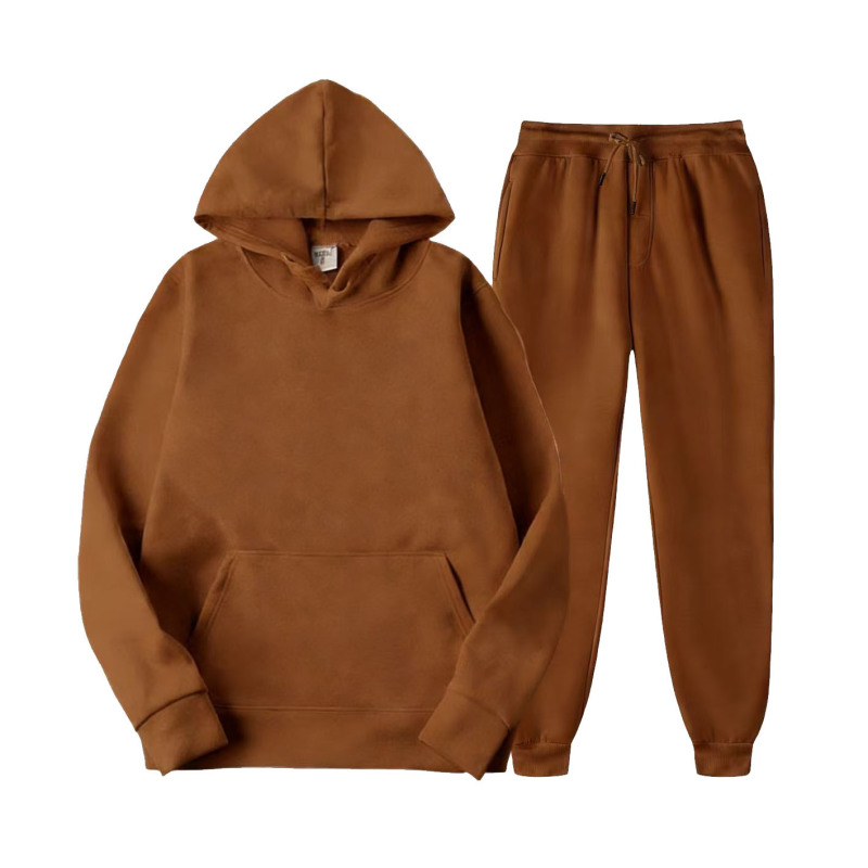 2023 Cross-border Men's Spring and Autumn Solid Color Hoodie Suit Set - Trendy Casual Sports Two-Piece Set