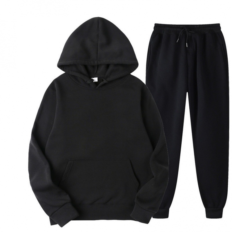 2023 Cross-border Men's Spring and Autumn Solid Color Hoodie Suit Set - Trendy Casual Sports Two-Piece Set