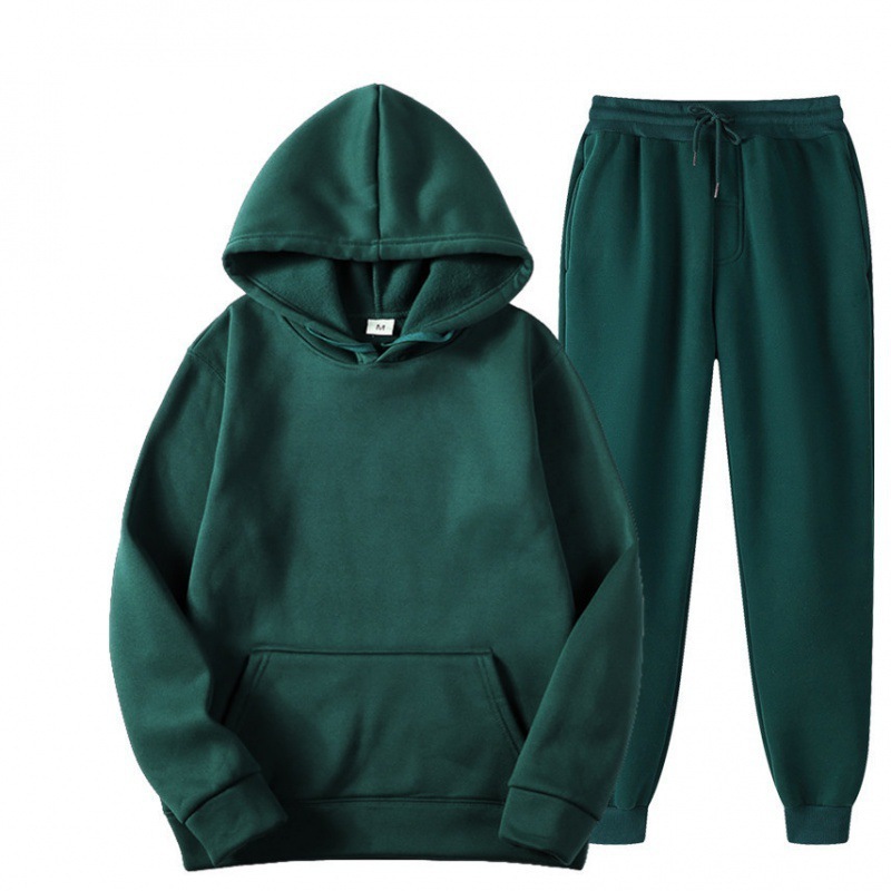 2023 Cross-border Men's Spring and Autumn Solid Color Hoodie Suit Set - Trendy Casual Sports Two-Piece Set