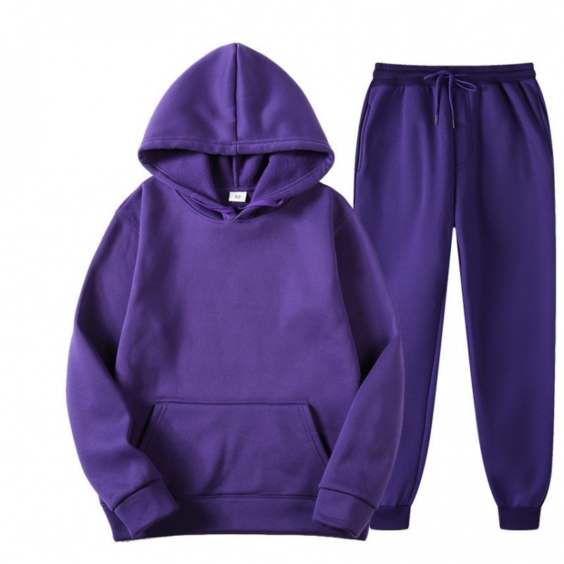 2023 Cross-border Men's Spring and Autumn Solid Color Hoodie Suit Set - Trendy Casual Sports Two-Piece Set