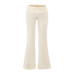 Beige bell-bottom pants