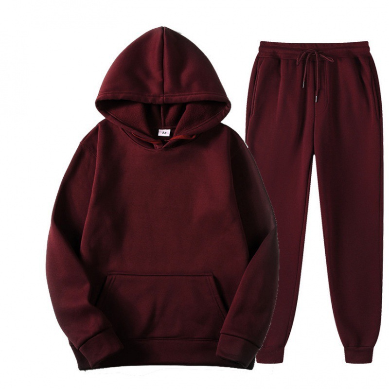 2023 Cross-border Men's Spring and Autumn Solid Color Hoodie Suit Set - Trendy Casual Sports Two-Piece Set