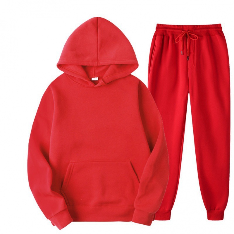 2023 Cross-border Men's Spring and Autumn Solid Color Hoodie Suit Set - Trendy Casual Sports Two-Piece Set