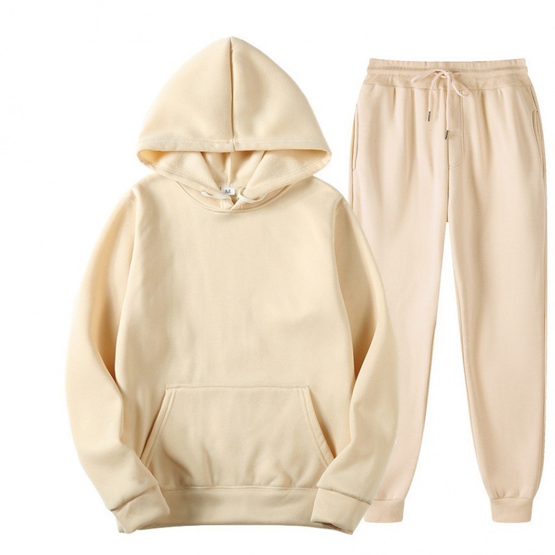 2023 Cross-border Men's Spring and Autumn Solid Color Hoodie Suit Set - Trendy Casual Sports Two-Piece Set