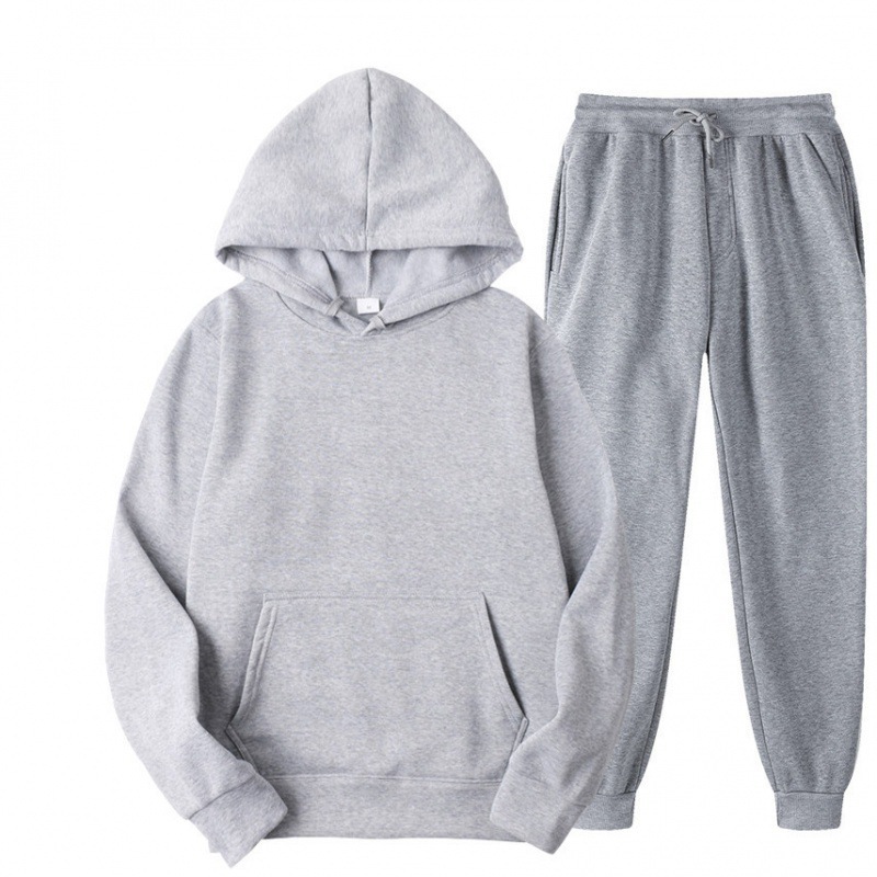 2023 Cross-border Men's Spring and Autumn Solid Color Hoodie Suit Set - Trendy Casual Sports Two-Piece Set