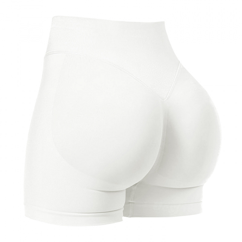 Seamless cross-border three-section waist ruching high-waisted peach-shaped buttocks tight-fitting and lifting sports running fitness quick-drying yoga shorts