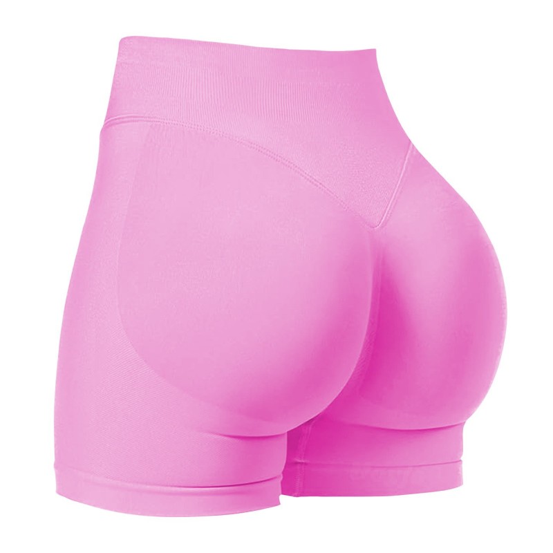 Seamless cross-border three-section waist ruching high-waisted peach-shaped buttocks tight-fitting and lifting sports running fitness quick-drying yoga shorts