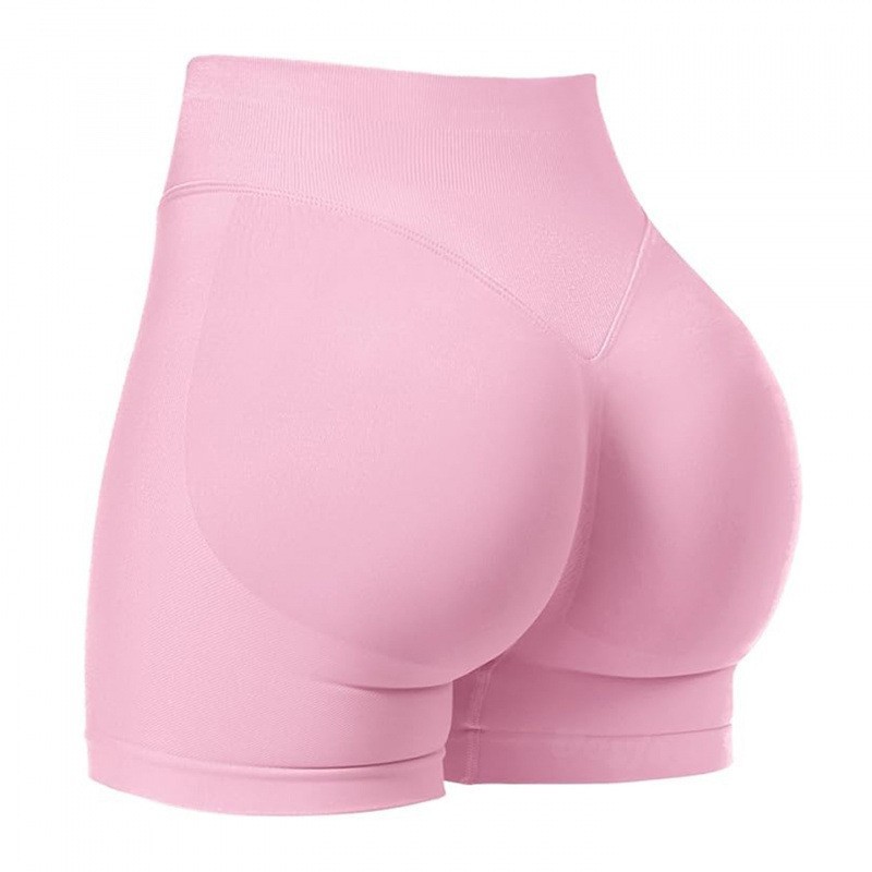 Seamless cross-border three-section waist ruching high-waisted peach-shaped buttocks tight-fitting and lifting sports running fitness quick-drying yoga shorts