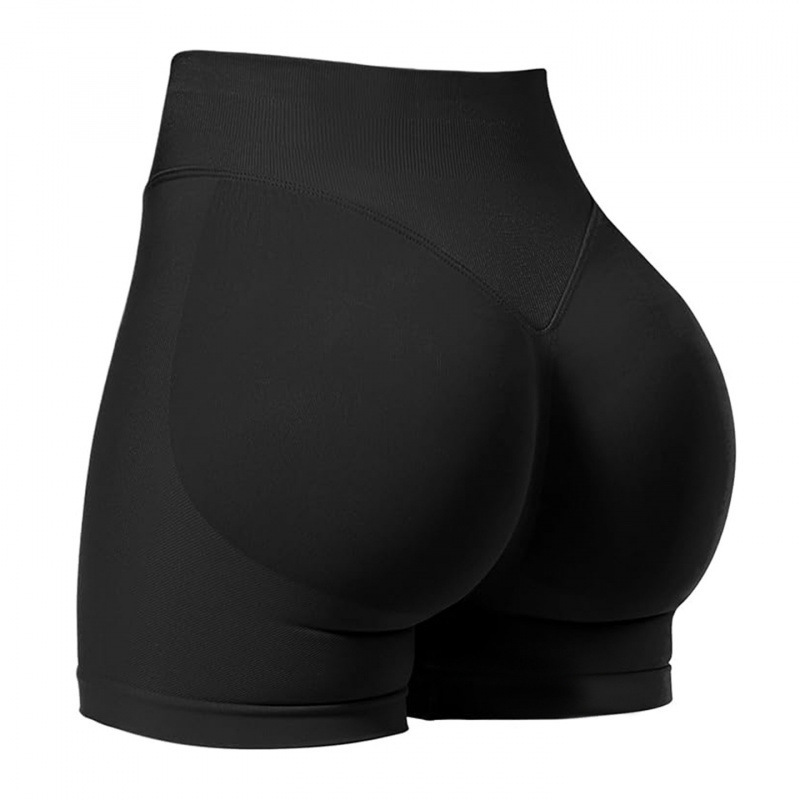Seamless cross-border three-section waist ruching high-waisted peach-shaped buttocks tight-fitting and lifting sports running fitness quick-drying yoga shorts