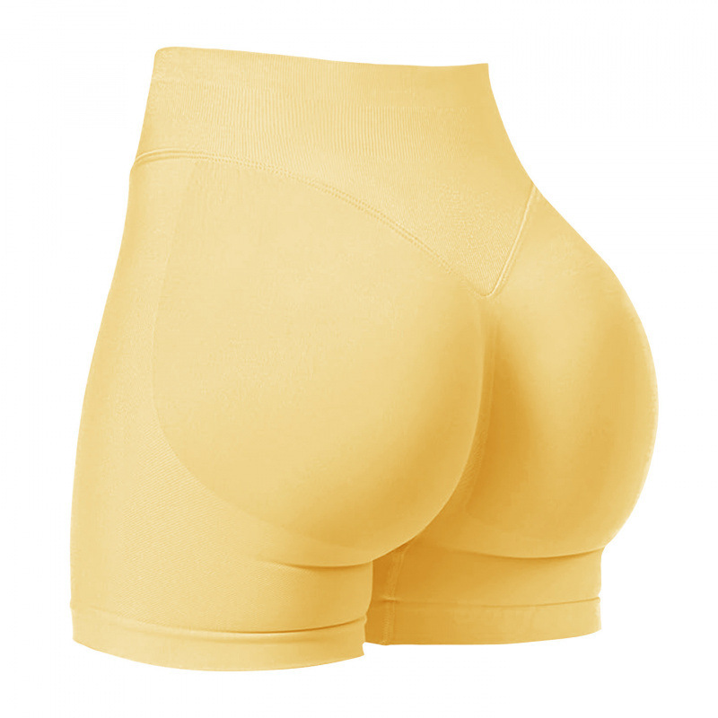 Seamless cross-border three-section waist ruching high-waisted peach-shaped buttocks tight-fitting and lifting sports running fitness quick-drying yoga shorts