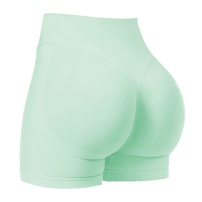 Seamless cross-border three-section waist ruching high-waisted peach-shaped buttocks tight-fitting and lifting sports running fitness quick-drying yoga shorts