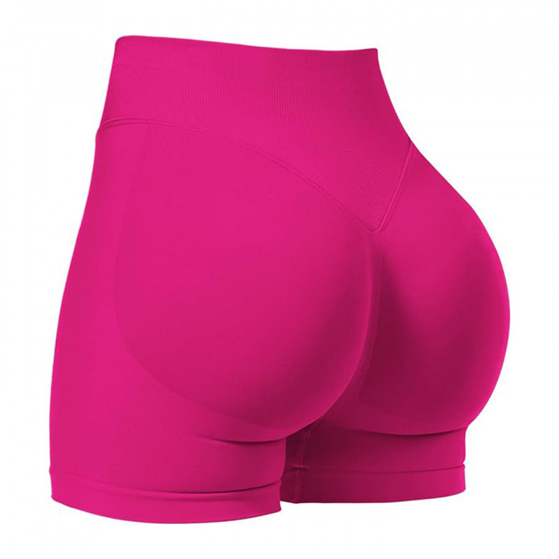 Seamless cross-border three-section waist ruching high-waisted peach-shaped buttocks tight-fitting and lifting sports running fitness quick-drying yoga shorts
