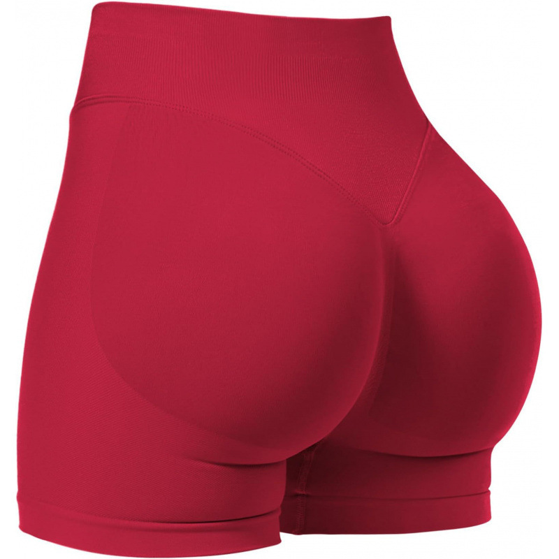 Seamless cross-border three-section waist ruching high-waisted peach-shaped buttocks tight-fitting and lifting sports running fitness quick-drying yoga shorts