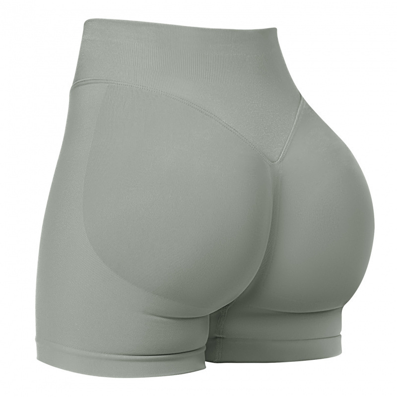 Seamless cross-border three-section waist ruching high-waisted peach-shaped buttocks tight-fitting and lifting sports running fitness quick-drying yoga shorts