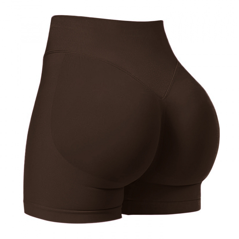 Seamless cross-border three-section waist ruching high-waisted peach-shaped buttocks tight-fitting and lifting sports running fitness quick-drying yoga shorts