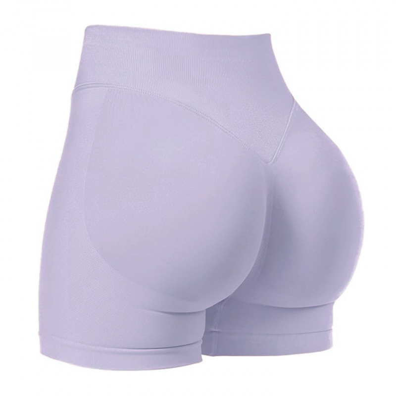 Seamless cross-border three-section waist ruching high-waisted peach-shaped buttocks tight-fitting and lifting sports running fitness quick-drying yoga shorts